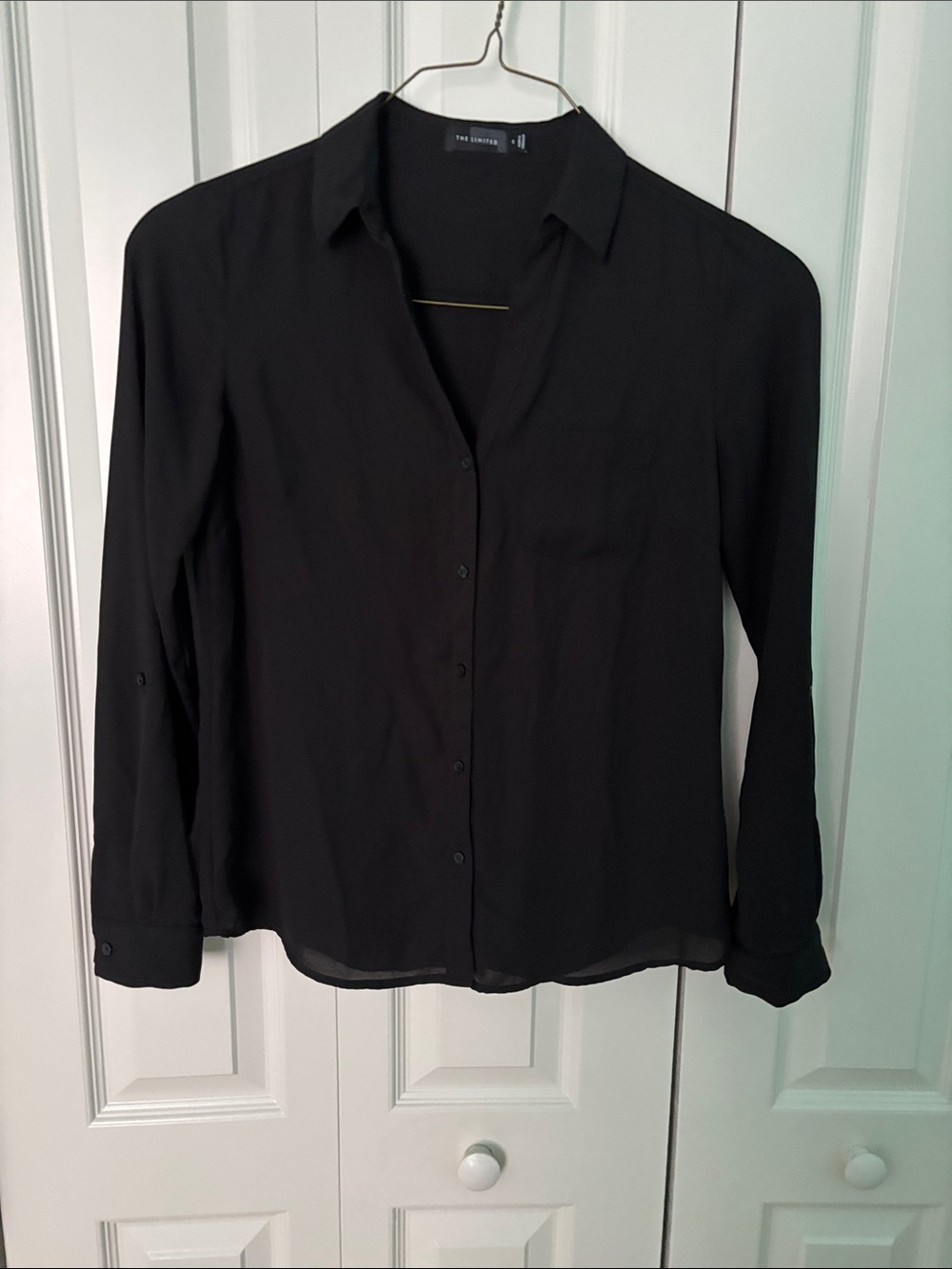 The Limited Black Sheer Button-Down Blouse